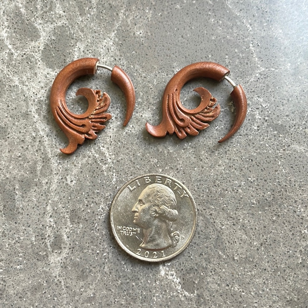 Wood fake gauge earrings